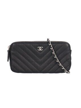 Chanel Stitch Shoulder Bag Leather Black